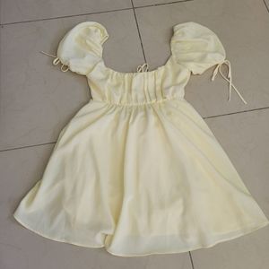 Pastel Yellow Babydoll Mini Dress